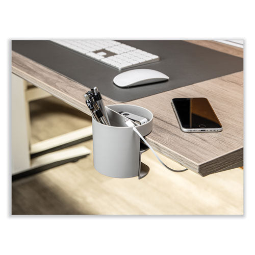 Image of deflecto® Standing Desk Small Desk Organizer, Two Sections, 3.85 x 3.85 x 3.54, Gray