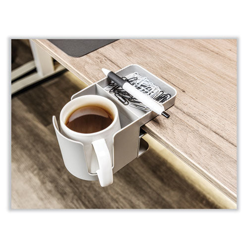 Image of deflecto® Standing Desk Cup Holder Organizer, Two Sections, 3.94 x 7.04 x 3.54, Gray