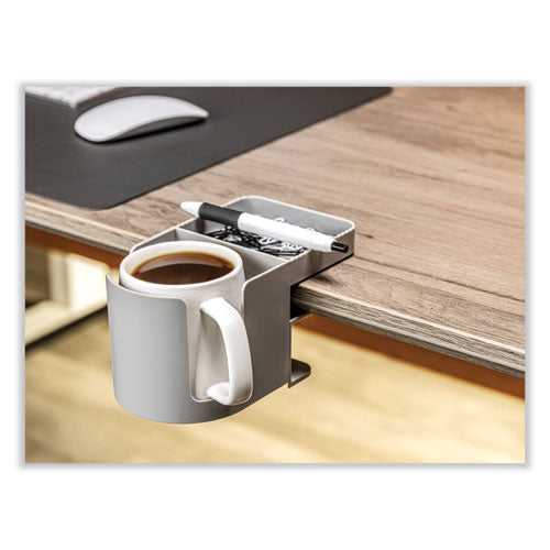 Image of deflecto® Standing Desk Cup Holder Organizer, Two Sections, 3.94 x 7.04 x 3.54, Gray