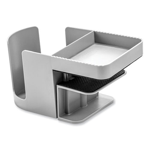 Image of deflecto® Standing Desk Cup Holder Organizer, Two Sections, 3.94 x 7.04 x 3.54, Gray