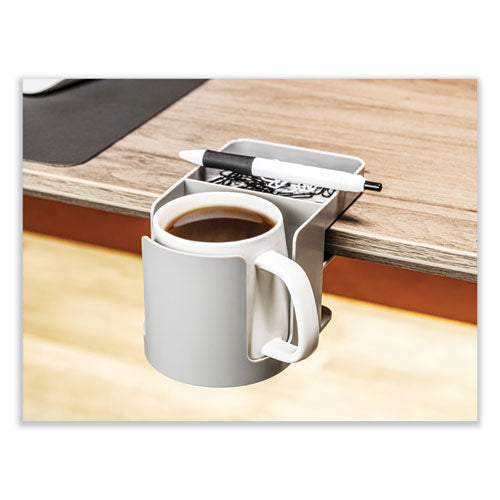 Image of deflecto® Standing Desk Cup Holder Organizer, Two Sections, 3.94 x 7.04 x 3.54, Gray