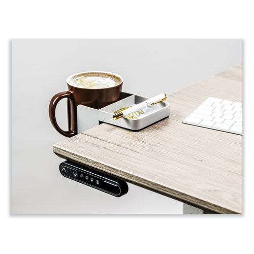 Image of deflecto® Standing Desk Cup Holder Organizer, Two Sections, 3.94 x 7.04 x 3.54, Gray