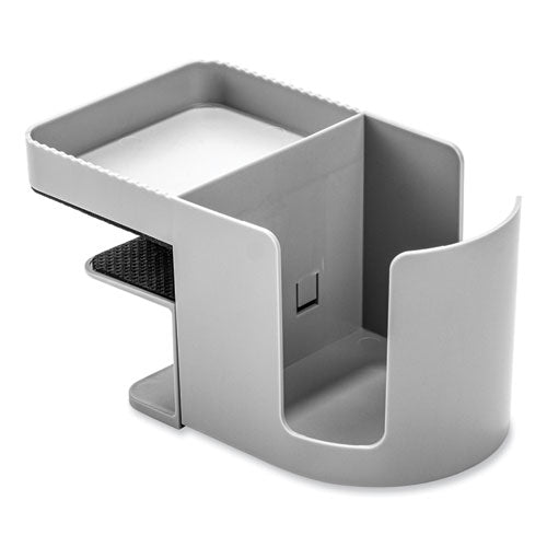 Image of deflecto® Standing Desk Cup Holder Organizer, Two Sections, 3.94 x 7.04 x 3.54, Gray
