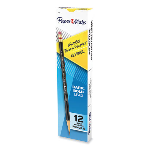 Image of Paper Mate® Mirado Black Warrior Pencil, Hb (#2), Black Lead, Black Matte Barrel, Dozen