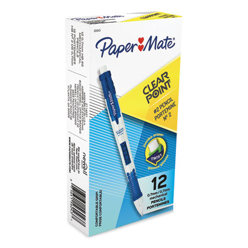 Image of Paper Mate® Clear Point Mechanical Pencil, 0.7 mm, HB (#2), Black Lead, Blue Barrel