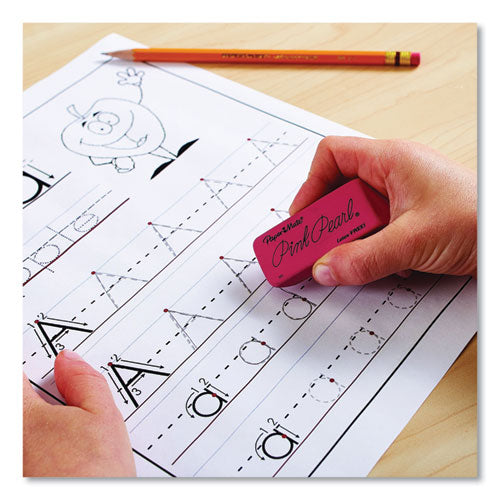 Image of Paper Mate® Pink Pearl Eraser, For Pencil Marks, Rectangular Block, Large, Pink, 3/pack