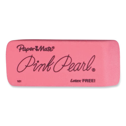 Image of Paper Mate® Pink Pearl Eraser, For Pencil Marks, Rectangular Block, Large, Pink, 12/box