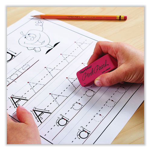 Image of Paper Mate® Pink Pearl Eraser, For Pencil Marks, Rectangular Block, Large, Pink, 12/box
