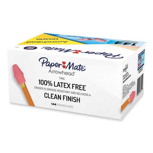 Image of Paper Mate® Arrowhead Eraser Caps, For Pencil Marks, Pink, 144/box