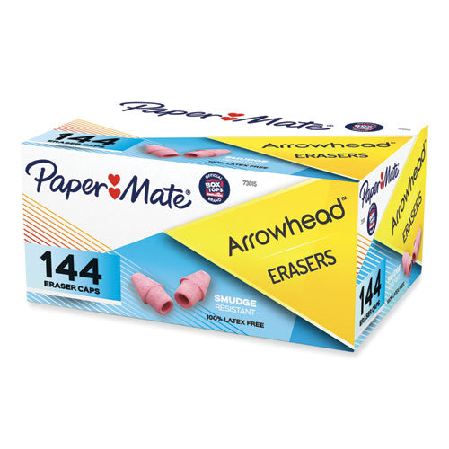 Image of Paper Mate® Arrowhead Eraser Caps, For Pencil Marks, Pink, 144/box