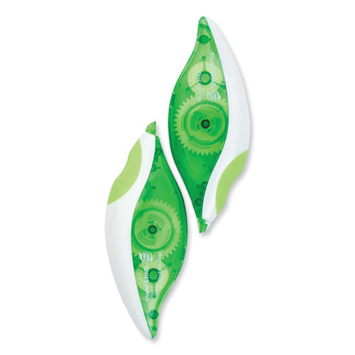 Image of Paper Mate® Liquid Paper® DryLine Grip Correction Tape, Non-Refillable, Gray/Green Applicator, 0.2" x 335", 2/Pack