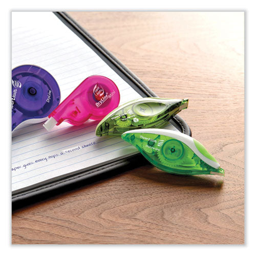 Image of Paper Mate® Liquid Paper® DryLine Grip Correction Tape, Recycled Dispenser, Green/White Applicator, 0.2" x 335", 2/Pack