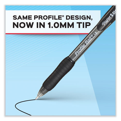 Image of Paper Mate® Profile Ballpoint Pen, Retractable, Medium 1 Mm, Blue Ink, Translucent Blue Barrel, 36/pack