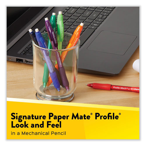 Image of Paper Mate® Profile Mechanical Pencils, 0.7 Mm, Hb (#2), Black Lead, Black Barrel, Dozen