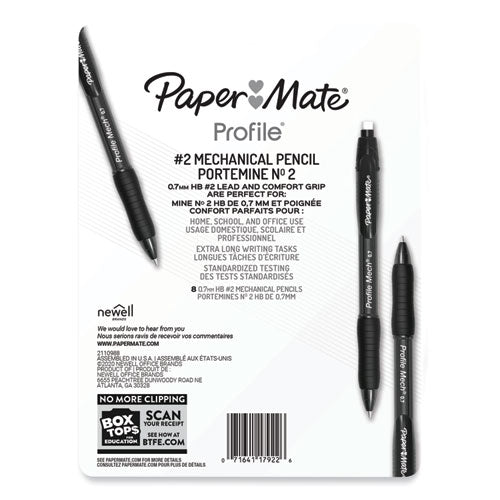 Image of Paper Mate® Profile Mechanical Pencils, 0.7 Mm, Hb (#2), Black Lead, Assorted Barrel Colors, 8/pack