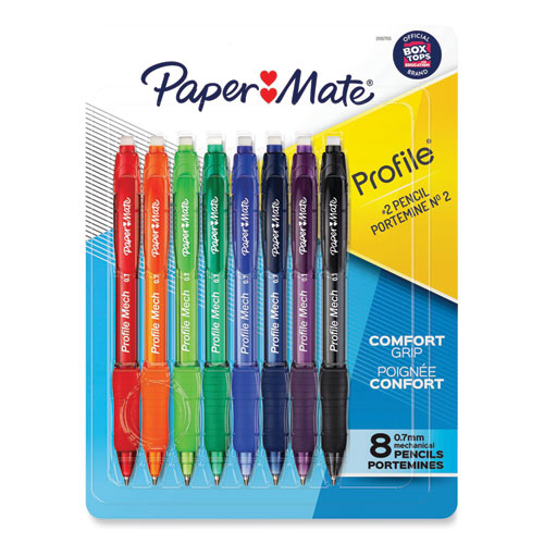 Image of Paper Mate® Profile Mechanical Pencils, 0.7 Mm, Hb (#2), Black Lead, Assorted Barrel Colors, 8/pack