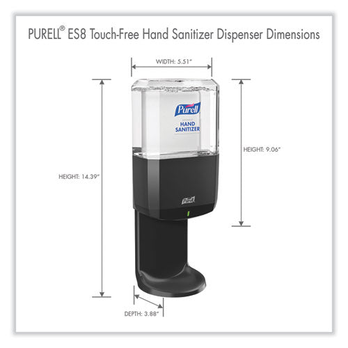 Image of PURELL® Es8 Touch Free Hand Sanitizer Dispenser, 1,200 Ml, 5.25 X 8.56 X 12.13, Graphite