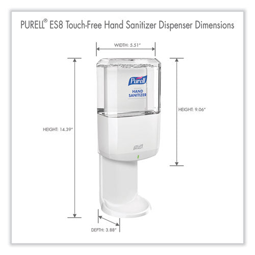 Image of PURELL® Es8 Touch Free Hand Sanitizer Dispenser, 1,200 Ml, 5.25 X 8.56 X 12.13, White