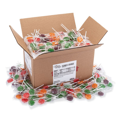 Image of Office Snax® Lick Stix Suckers, Randomly Assorted Flavors, 5 lb Bag