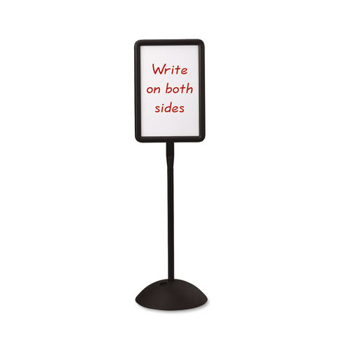 Image of Safco® WriteWay Two-Sided Dry Erase Standing Message Sign, White 14.25" x 22.5" Rectangle Surface, Black Frame, 14.25" x 22.5" x 65"