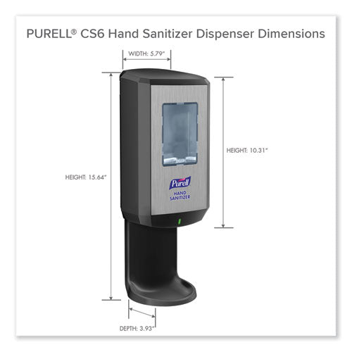Image of PURELL® Cs6 Hand Sanitizer Dispenser, 1,200 Ml, 5.79 X 3.93 X 15.64, Graphite