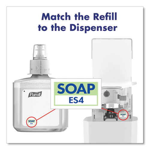 Image of PURELL® Es4 Soap Push-Style Dispenser, 1,200 Ml, 4.88 X 8.8 X 11.38, White