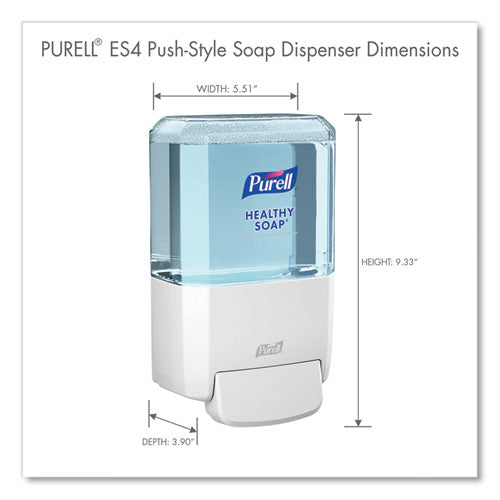 Image of PURELL® Es4 Soap Push-Style Dispenser, 1,200 Ml, 4.88 X 8.8 X 11.38, White