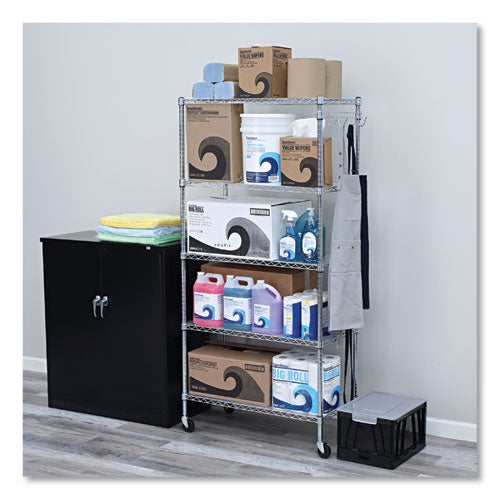 Image of Alera® 5-Shelf Wire Shelving Kit With Casters And Shelf Liners, 36w X 18d X 72h, Silver