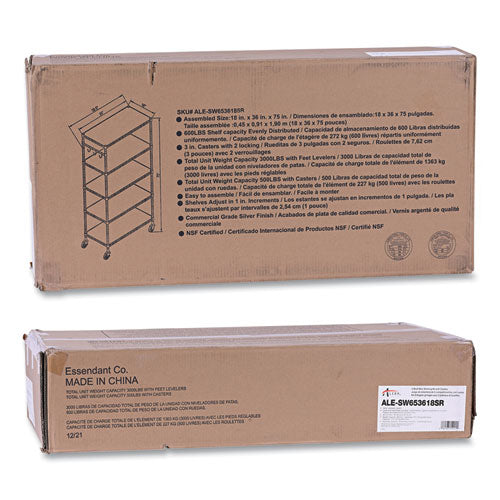 Image of Alera® 5-Shelf Wire Shelving Kit With Casters And Shelf Liners, 36w X 18d X 72h, Silver