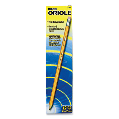 Image of Dixon® Oriole Presharpened Pencils, HB (#2), Black Lead, Yellow Barrel, Dozen