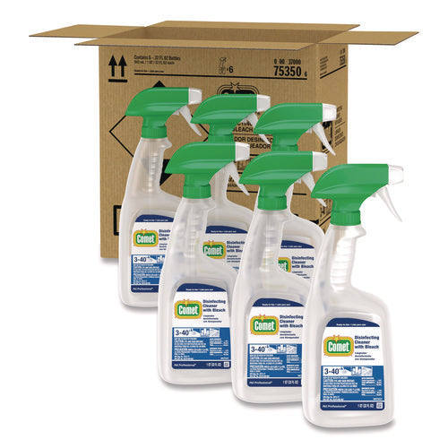 Image of Comet® Disinfecting Cleaner With Bleach, 32 Oz, Plastic Spray Bottle, Fresh Scent, 6/carton