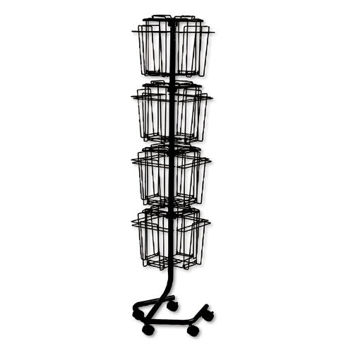 Image of Safco® Wire Rotary Display Racks, 16 Compartments, 15w X 15d X 60h, Charcoal