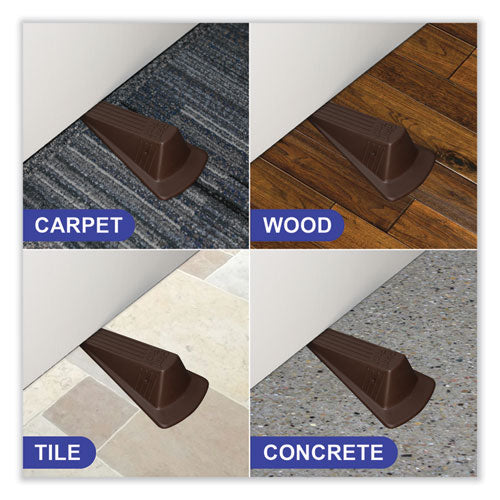 Image of Master Caster® Giant Foot Doorstop, No-Slip Rubber Wedge, 3.5w X 6.75d X 2h, Brown, 2/pack
