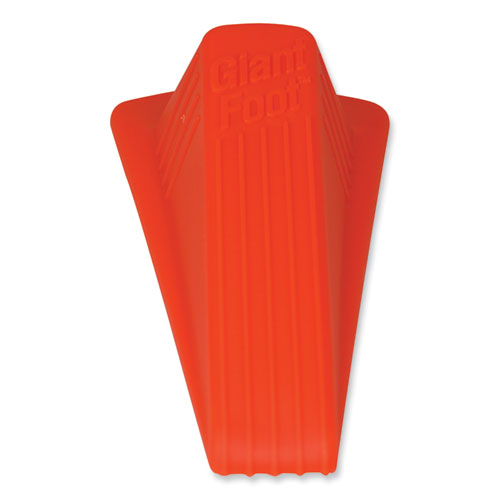 Image of Master Caster® Giant Foot Doorstop, No-Slip Rubber Wedge, 3.5w X 6.75d X 2h, Safety Orange