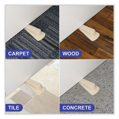 Image of Master Caster® Big Foot Doorstop, No Slip Rubber Wedge, 2.25w X 4.75d X 1.25h, Beige, 2/pack