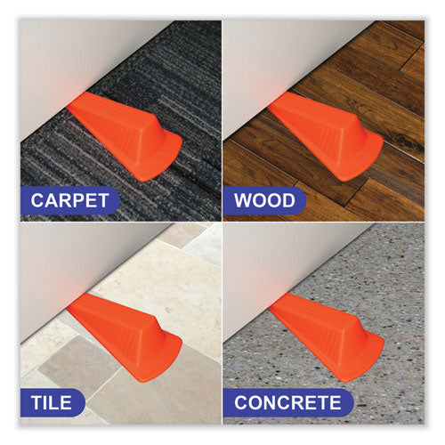 Image of Master Caster® Giant Foot Doorstop, No-Slip Rubber Wedge, 3.5w X 6.75d X 2h, Safety Orange