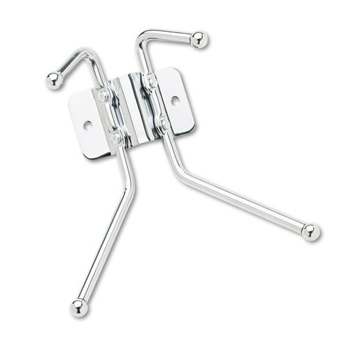 Image of Safco® Metal Wall Rack, Two Ball-Tipped Double-Hooks, Metal, 6.5w x 3d x 7h, Chrome