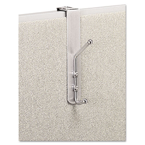 Image of Safco® Over-The-Panel Double-Garment Hook, Satin Aluminum/chrome
