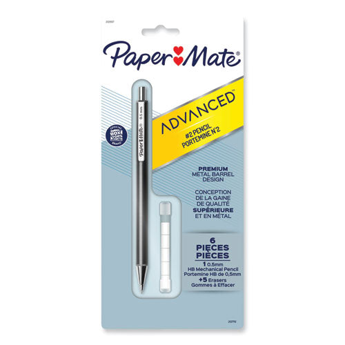 Image of Paper Mate® Advanced Mechanical Pencils, 0.5 Mm, Hb (#2), Black Lead, Gun Metal Gray Barrel