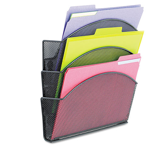 Image of Safco® Onyx Magnetic Mesh Panel Accessories, 3 File Pocket, 13 x 4.25 x 13.5. Black