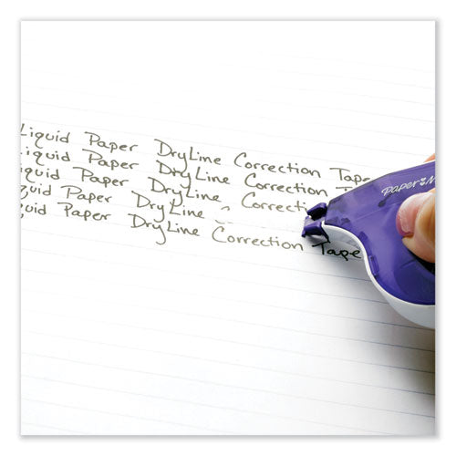 Image of Paper Mate® Liquid Paper® DryLine Correction Tape, Non-Refillable, Green/Purple Applicators, 0.17" x 472", 2/Pack