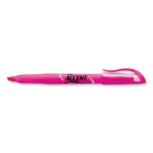 Image of Sharpie® Pocket Style Highlighters, Fluorescent Pink Ink, Chisel Tip, Pink Barrel, Dozen