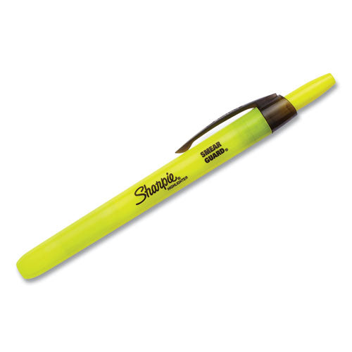 Image of Sharpie® Retractable Highlighters, Fluorescent Yellow Ink, Chisel Tip, Yellow/black Barrel, Dozen