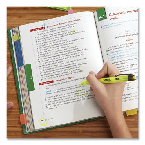 Image of Sharpie® Retractable Highlighters, Fluorescent Yellow Ink, Chisel Tip, Yellow/black Barrel, Dozen