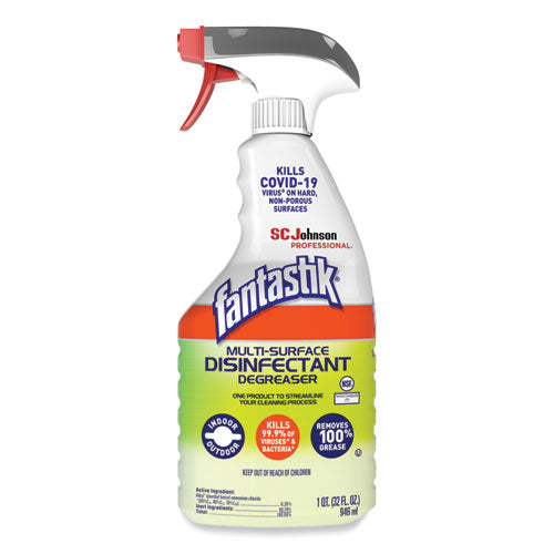 Image of Fantastik® Multi-Surface Disinfectant Degreaser, Herbal, 32 Oz Spray Bottle