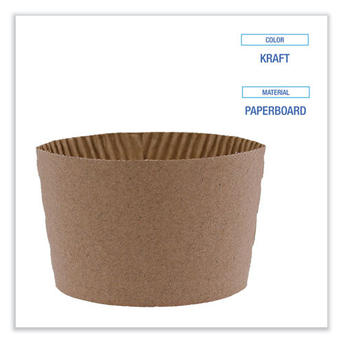 Image of Boardwalk® Cup Sleeves, Fits 10 Oz To 20 Oz Hot Cups, Kraft, 1,200/carton