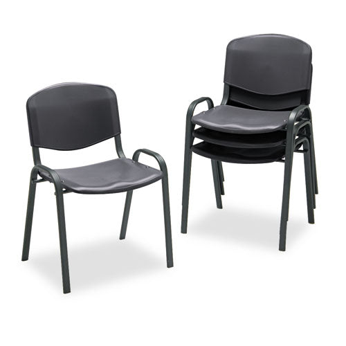 Image of Safco® Stacking Chair, Supports Up to 250 lb, 18" Seat Height, Black Seat, Black Back, Black Base, 4/Carton