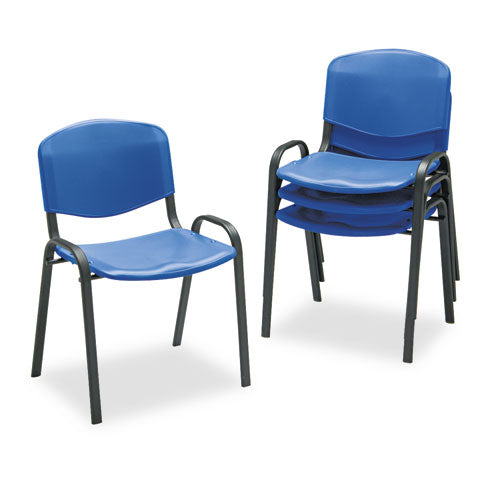 Image of Safco® Stacking Chair, Supports Up to 250 lb, 18" Seat Height, Blue Seat, Blue Back, Black Base, 4/Carton