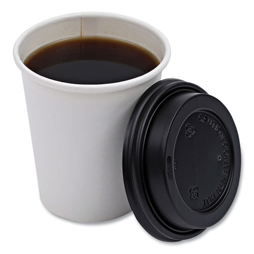 Image of Boardwalk® Hot Cup Lids, Fits 8 oz Hot Cups, Plastic, Black, 1,000/Carton