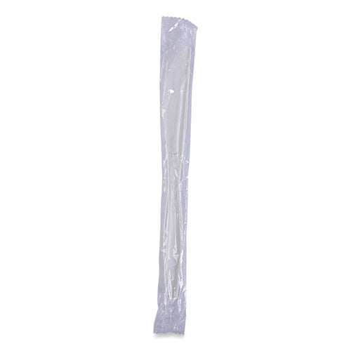 Image of Boardwalk® Heavyweight Wrapped Polypropylene Cutlery, Knife, Plastic, White, 1,000/Carton